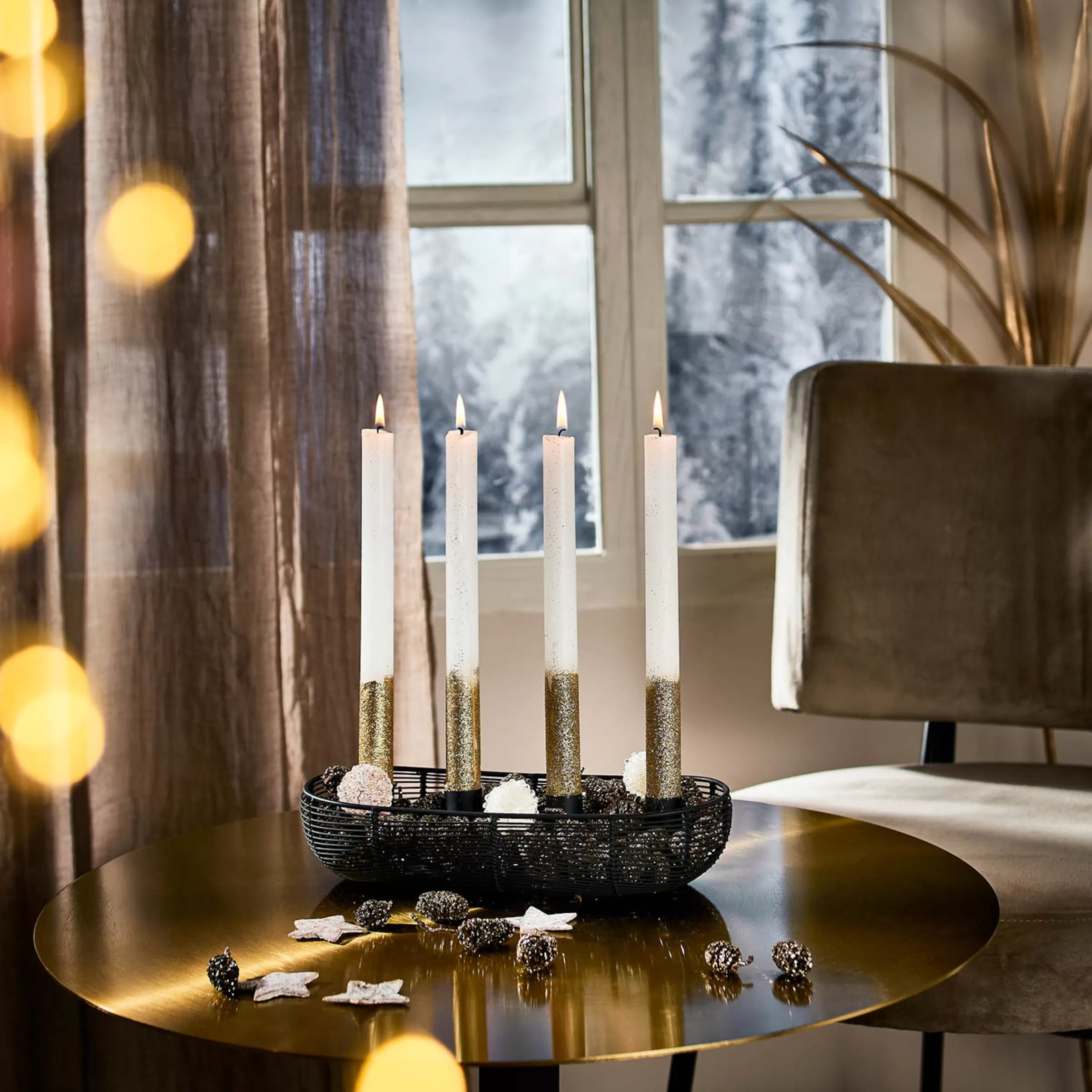 Depot Set De Décoration Porte-Bougies De Noël Golden Glam