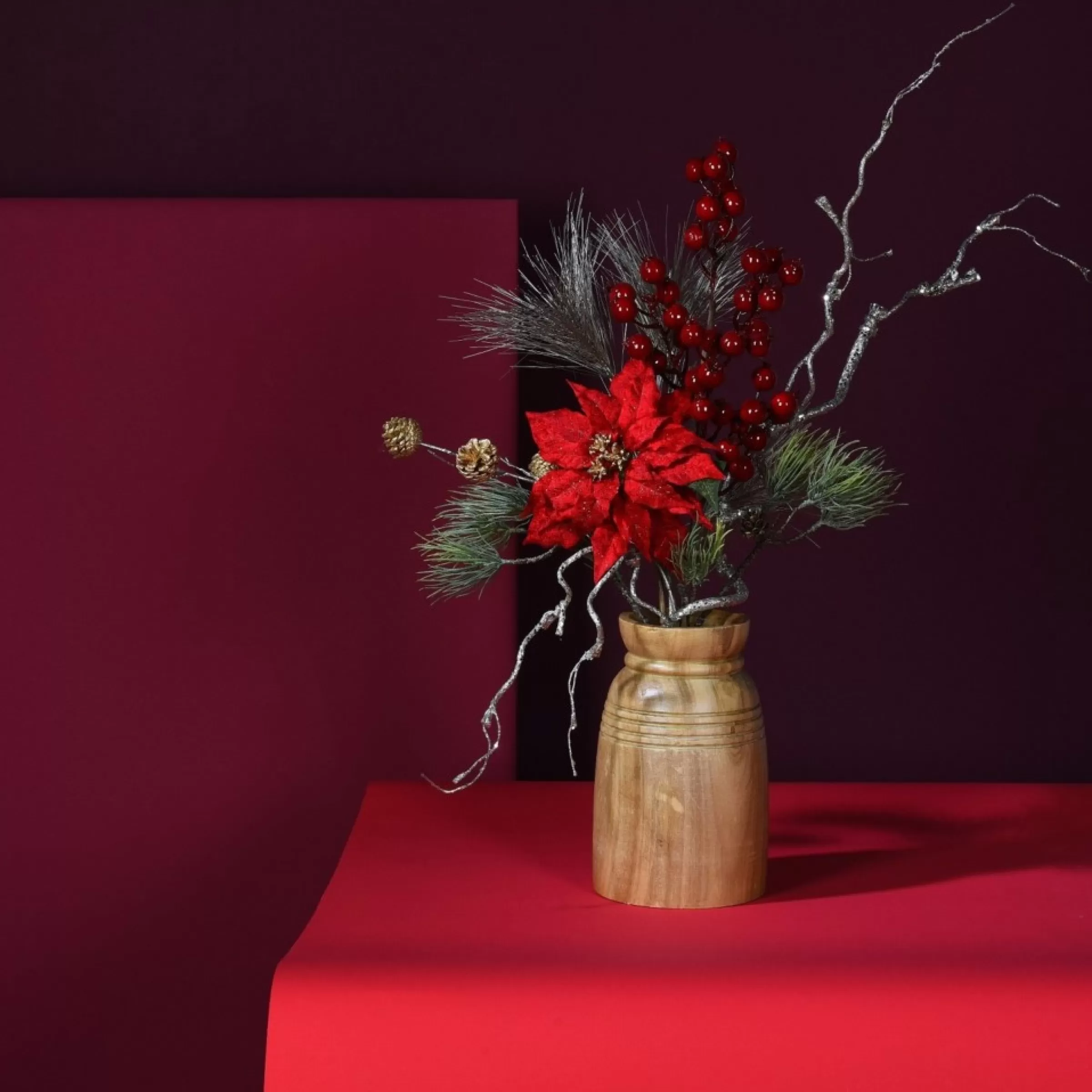Depot Vase Décoratif Classic Christmas Avec Fleurs Artificielles Cheap